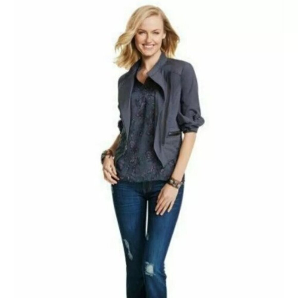 CAbi 3023 Twilight Asymmetrical Moto Zip Up‎ Jacket - Size Small